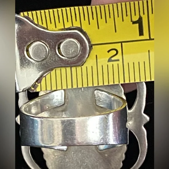 Sterling Carolyn Pollack Oval Rhodochrosite Cabochon Southwestern Jewelry Ring - Picture 9 of 11